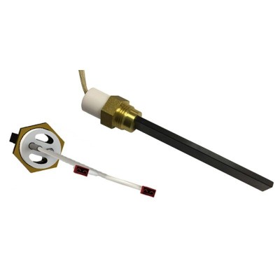 Uždegiklis / rezistorius su juodu kvarco kristalu granulinėms krosnelėms Ferroli, Eco Spar, BURNiT ir kiti, bendras ilgis 123mm, 300W - Uždegikliai / rezistoriai granulinėms krosnims