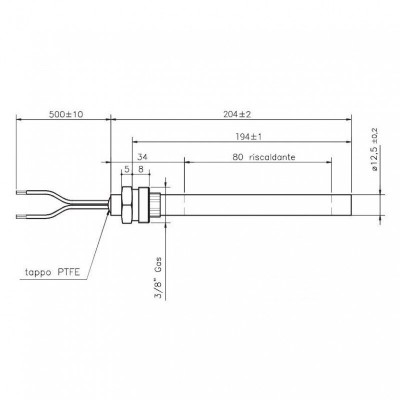 Uždegiklis / rezistorius granulinėms krosnelėms Pasqualicchio, Clam ir kiti, bendras ilgis 204mm, 420W - Uždegikliai / rezistoriai granulinėms krosnims