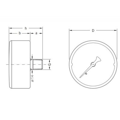 Axial manometer Cewal, Rear connection - Centrinis šildymas