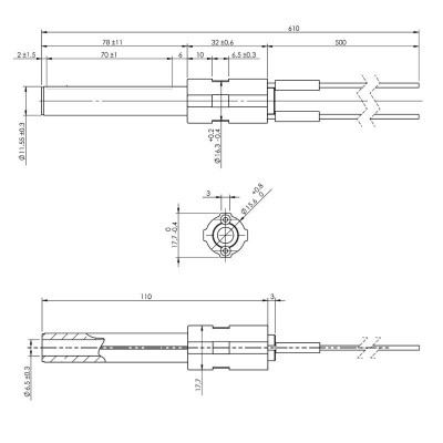 Uždegiklis / rezistorius elementas granulinėms krosnelėms BURNiT, Palazzetti ir kt., bendras ilgis 113mm, 260W - Uždegikliai / rezistoriai granulinėms krosnims