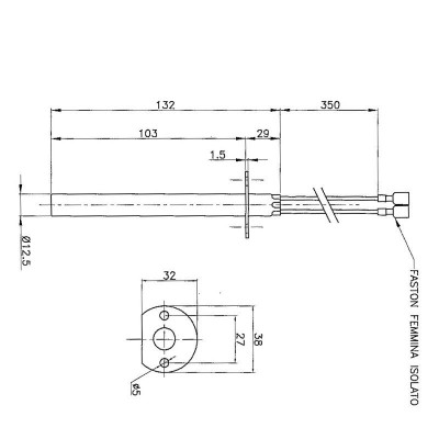 Uždegiklis / rezistorius granulinėms krosnelėms Enviro, bendras ilgis 132mm, 400W - Uždegikliai / rezistoriai granulinėms krosnims