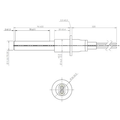 Uždegiklis / rezistorius elementas granulinėms krosnelėms ETA, Grant Spira, ComfortBilt ir kiti, bendras ilgis 107mm, 260W - Uždegikliai / rezistoriai granulinėms krosnims