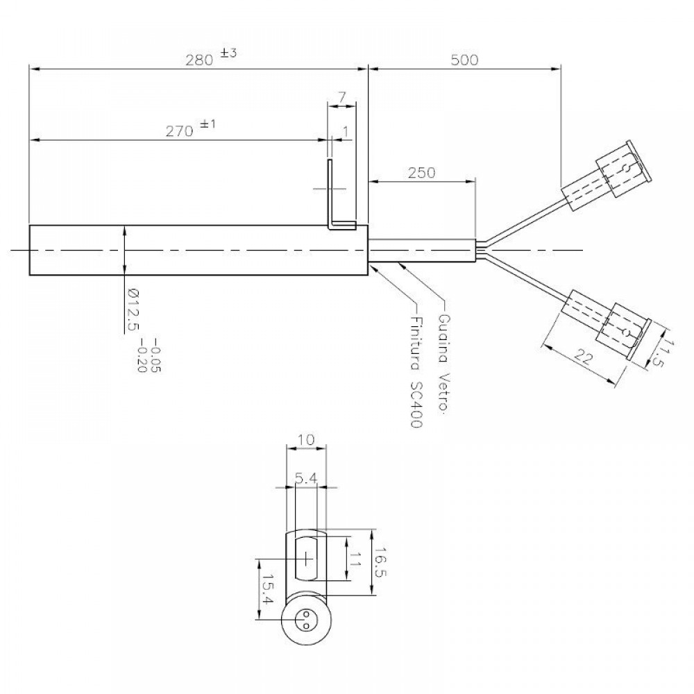 Uždegiklis / rezistorius granulinėms krosnelėms Edilkamin ir kt., bendras ilgis 280mm, 470W | Uždegikliai / rezistoriai granulinėms krosnims | Granulių krosnelių dalys |