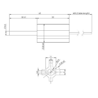 Žemos įtampos Uždegiklis / rezistorius granulinėms krosnelėms Eco Spar, BURNiT ir kiti, bendras ilgis 65mm, nuo 95W iki 24V - Granulių krosnelių dalys