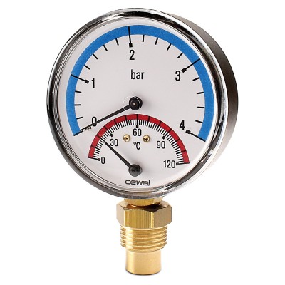 Axial thermomanometer Cewal, Bottom connection - Centrinis šildymas