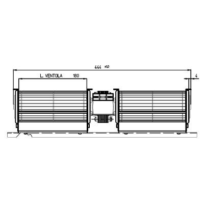 Dvigubas skersinio srauto ventiliatorius Fergas granulinėms krosnims Cadel, Ravelli, Edilkamin ir kiti, su Ø60 mm, srautas 168 m³/h, 360 mm - Granulinių krosnelių ventiliatoriai ir pūstuvai