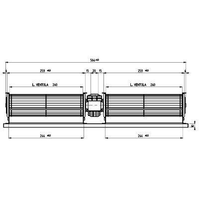 Dvigubas skersinio srauto ventiliatorius granulines krosneleille ir kiti Cadel, Ravelli, Edilkamin, su Ø60 mm, srautas 168 m³/val - Granulinių krosnelių ventiliatoriai ir pūstuvai