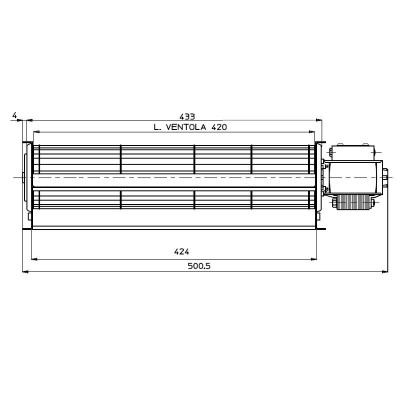 Tangentinis ventiliatorius Fergas granulinėms krosnims Deville su Ø60 mm, debitas 280 m³/val. - Granulinių krosnelių ventiliatoriai ir pūstuvai