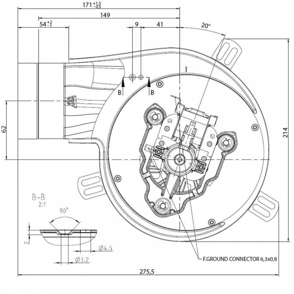 Dūmtraukis EBM granulinėms krosnėms Elite, Equation, Ferroli, Karmek One ir kt., Maksimalus oro srautas 165 m³/val. | Ventiliatoriai ir pūstuvai | Granulių krosnelių dalys |
