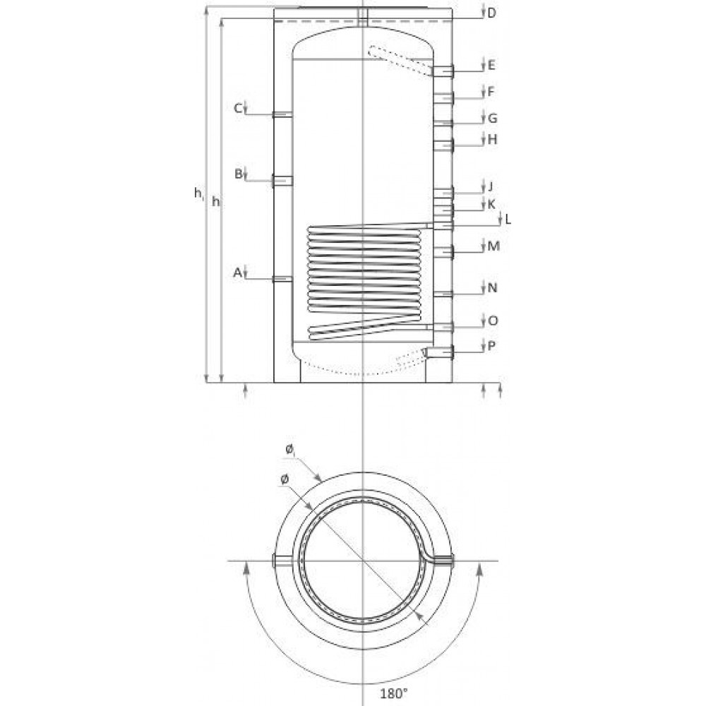 Akumuliacine talpa Sunsystem, Modelis PR 300, Talpa 300L, Vieno šilumos mainančio ritinio Talpykla | Buffers |  |