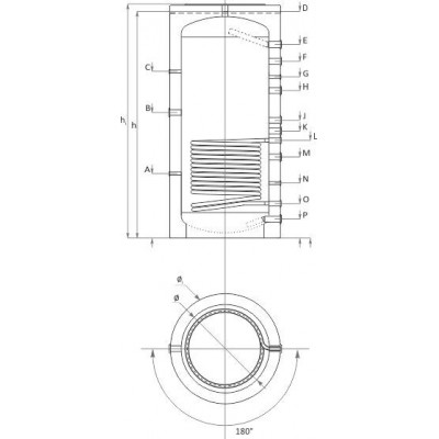 Akumuliacine talpa Sunsystem, Modelis PR 300, Talpa 300L, Vieno šilumos mainančio ritinio Talpykla - Akumuliacinės talpos
