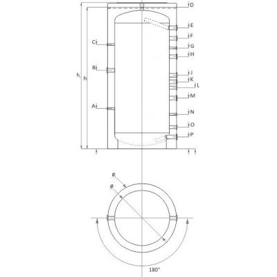 Buffer Tank Sunsystem, Model P 1000, Capacity 1000L Vessel - Akumuliacinės talpos