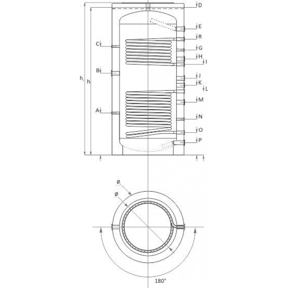 Akumuliacine talpa Sunsystem, Modelis PR2 500, Talpa 500L, Du šilumos mainų ritinėliai Talpykla | Buffers |  |