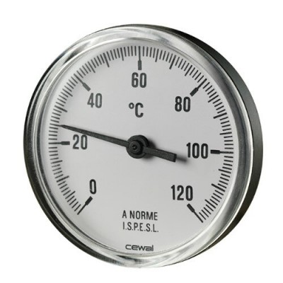 Bimetallic thermoplastic thermometer Cewal, Rear stem 50mm x 1/2'' - Centrinis šildymas
