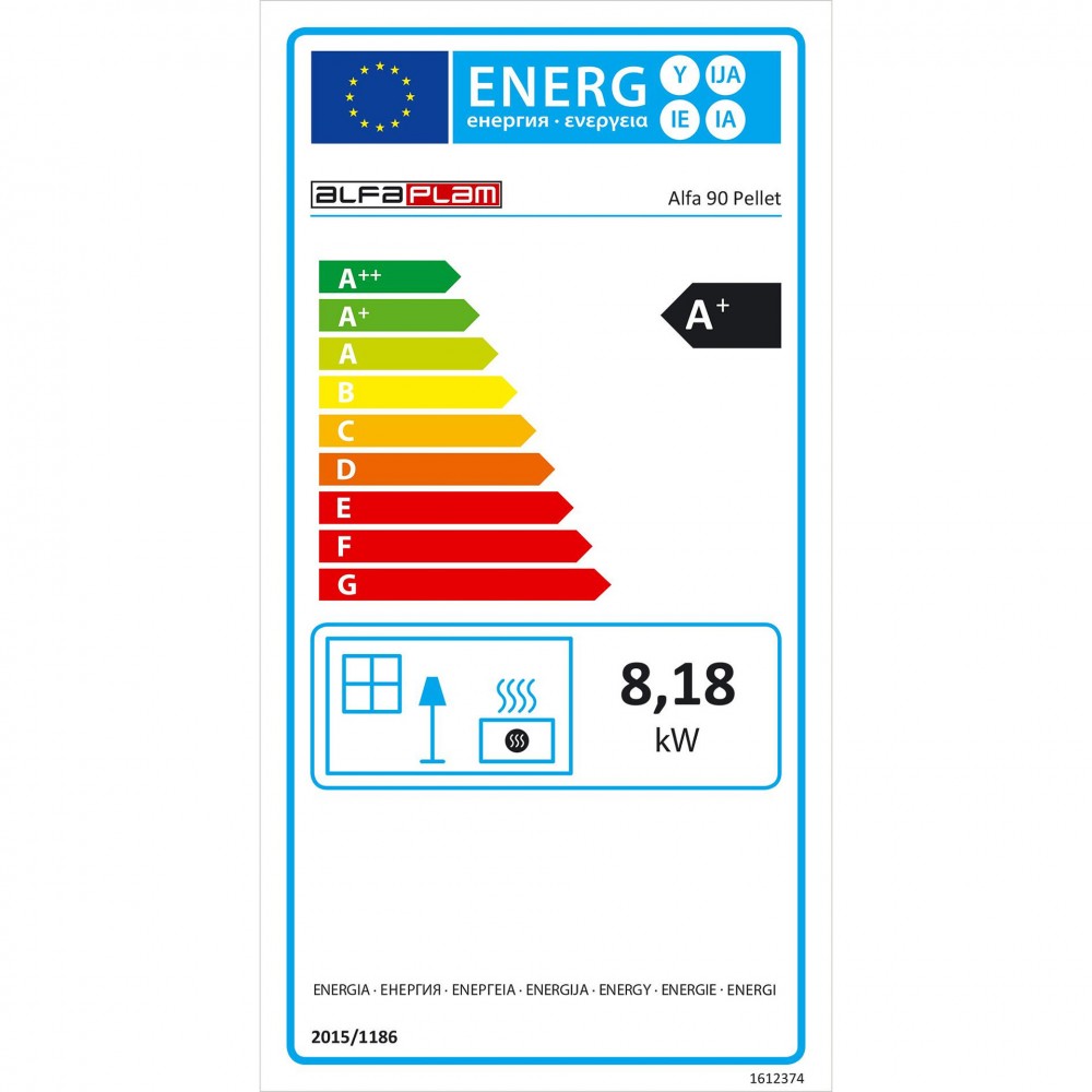 Granulių viryklė Alfa Plam Alfa 90 Pelet Antracitas, 8.18kW | Granulių viryklės | Granulės |