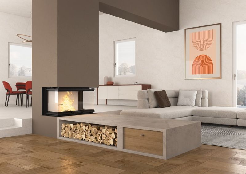 Itališkas įmontuojamas malkinis židinys